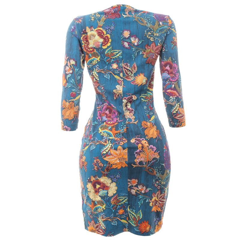 Vestido-Just-Cavalli-Floral-Azul-Petroleo