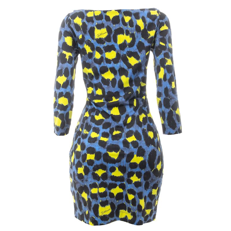 Vestido-Just-Cavalli-Animal-Print-Azul-e-Amarelo