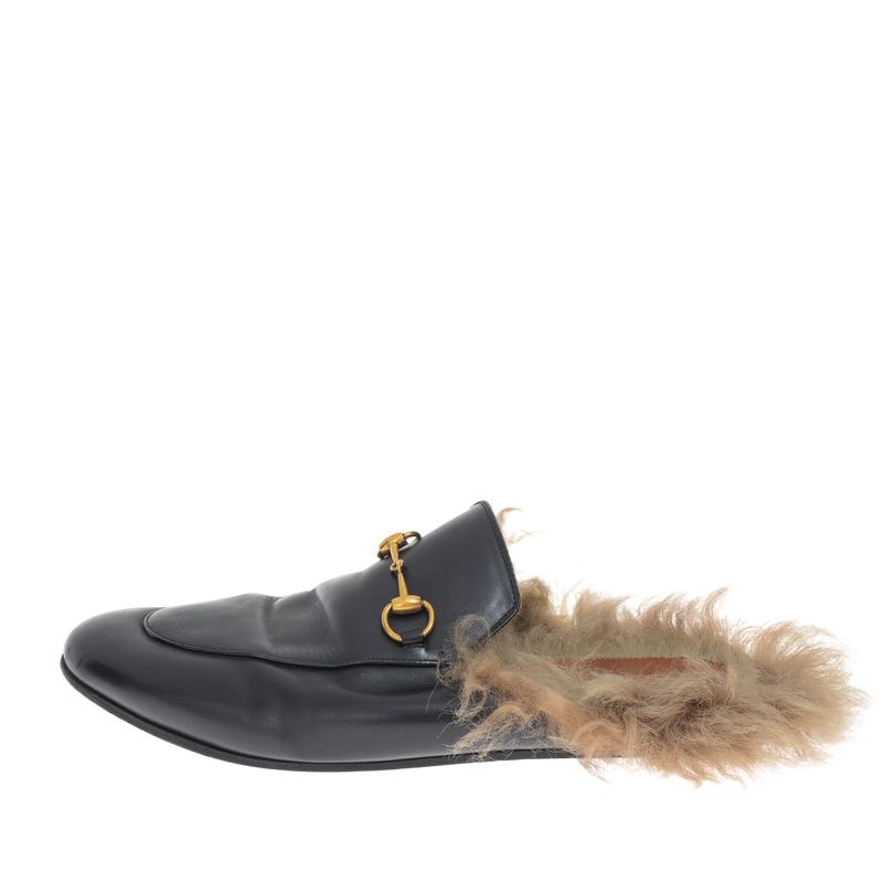 Mule-Gucci-Princetown-Pelos-Couro-Preto