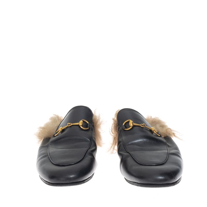 Mule-Gucci-Princetown-Pelos-Couro-Preto