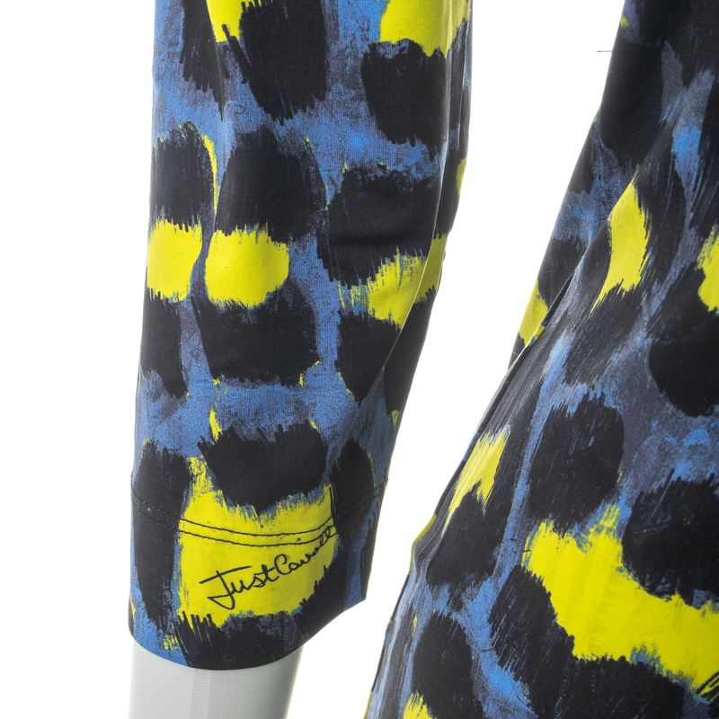 Vestido-Just-Cavalli-Animal-Print-Azul-e-Amarelo