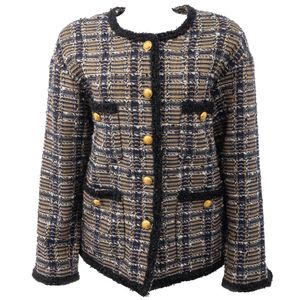 Casaqueto TIG Tweed Dourado e Marinho