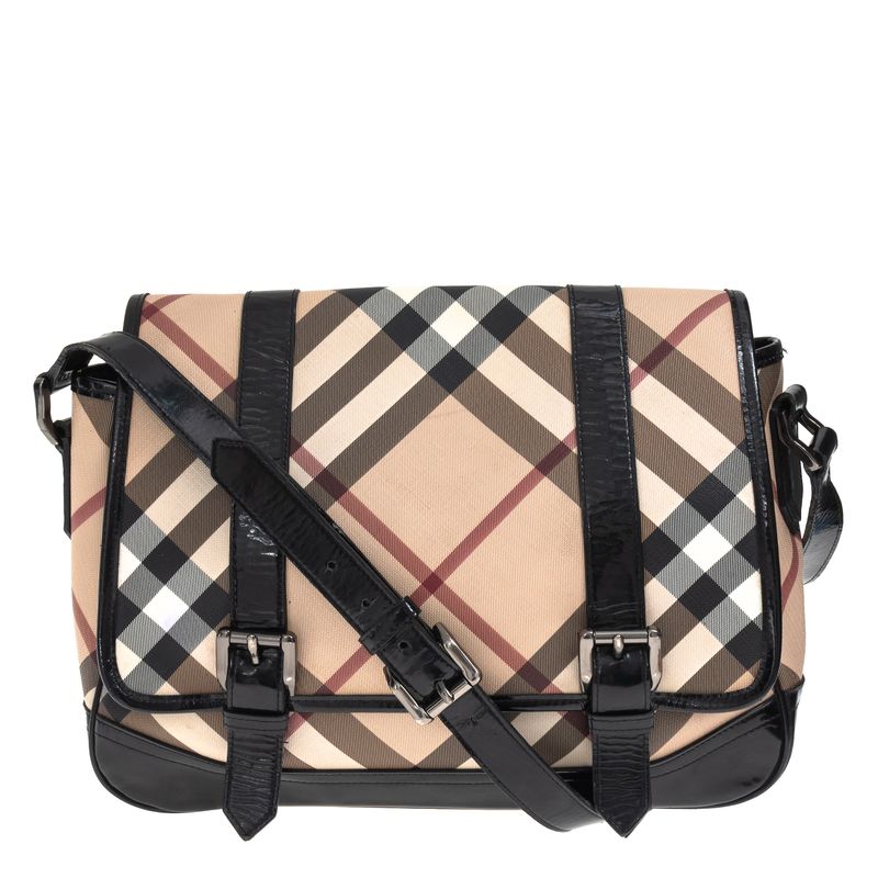 Bolsa-Burberry-Verniz-Preto-e-Housecheck-