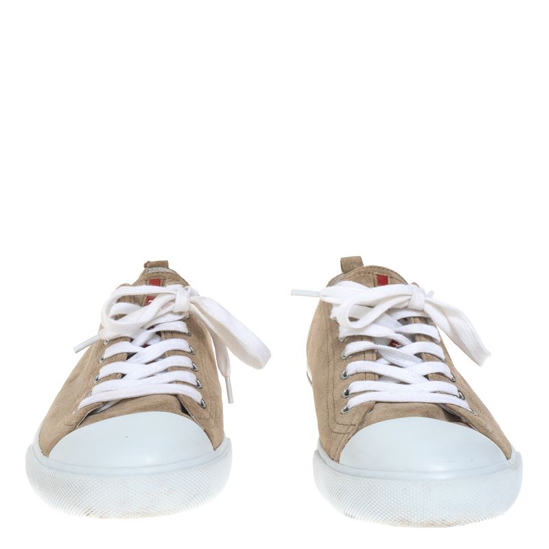 Tenis-Prada-Camurca-Bege
