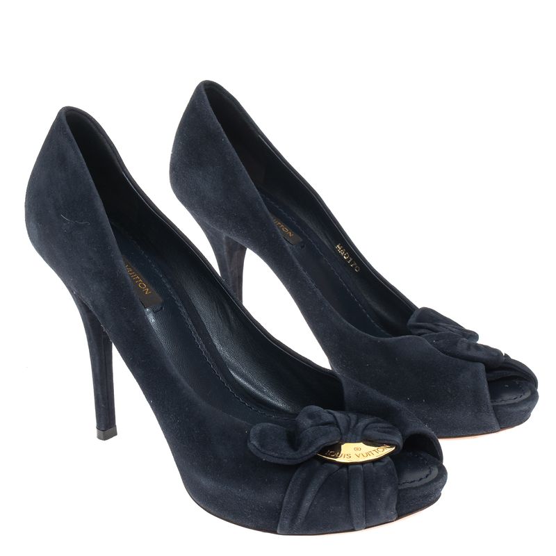 Sapato-Louis-Vuitton-Peep-Toe-Camurca-Marinho
