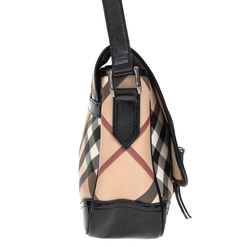 Bolsa-Burberry-Verniz-Preto-e-Housecheck-