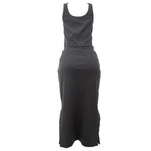 Conjunto Iorane Saia e Top Malha Canelada Cinza