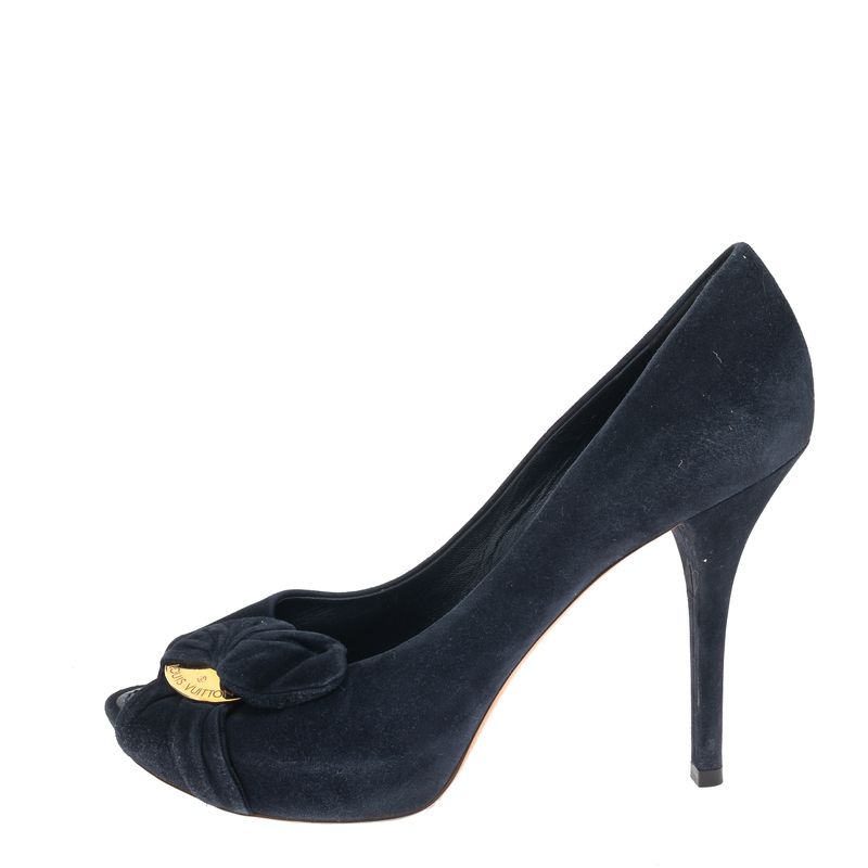 Sapato-Louis-Vuitton-Peep-Toe-Camurca-Marinho