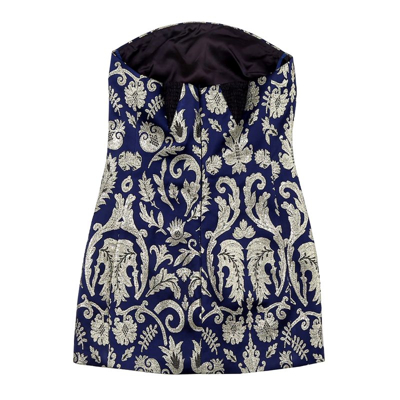 Vestido-Von-Trapp-Jacquard-Azul-e-Dourado