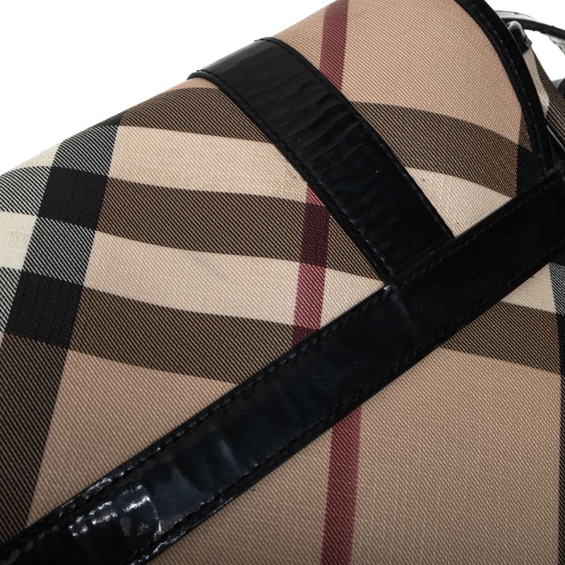 Bolsa-Burberry-Verniz-Preto-e-Housecheck-