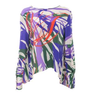 Blusa Printing Seda Estampada Roxo e Verde