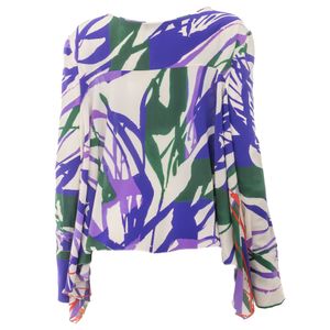 Blusa Printing Seda Estampada Roxo e Verde