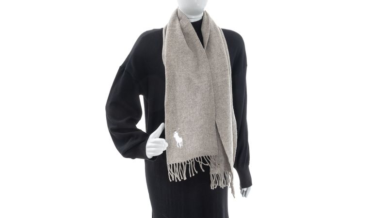 Cachecol Polo Ralph Lauren Lã Cinza | Brechó de luxo - Prettynew