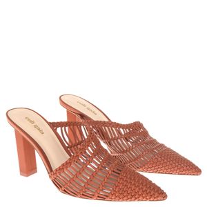 Sapato Cult Gaia Mule Couro Trançado Terracota