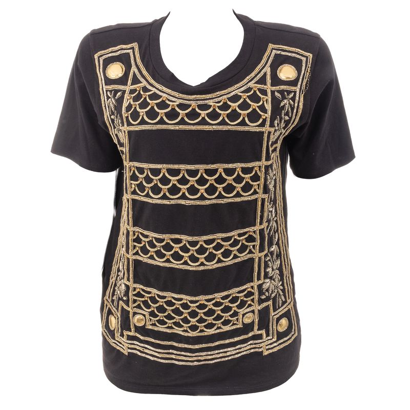Camiseta-Balmain-Bordada-Preto-e-Dourado