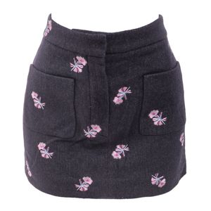 Saia Louis Vuitton Lã Bordado Flores
