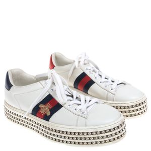 Tênis Gucci Web Bee com Cristais Branco