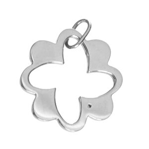 Pingente Trevo Inox e Diamante