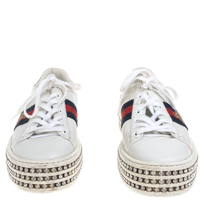 Tenis-Gucci-Web-Bee-com-Cristais-Branco
