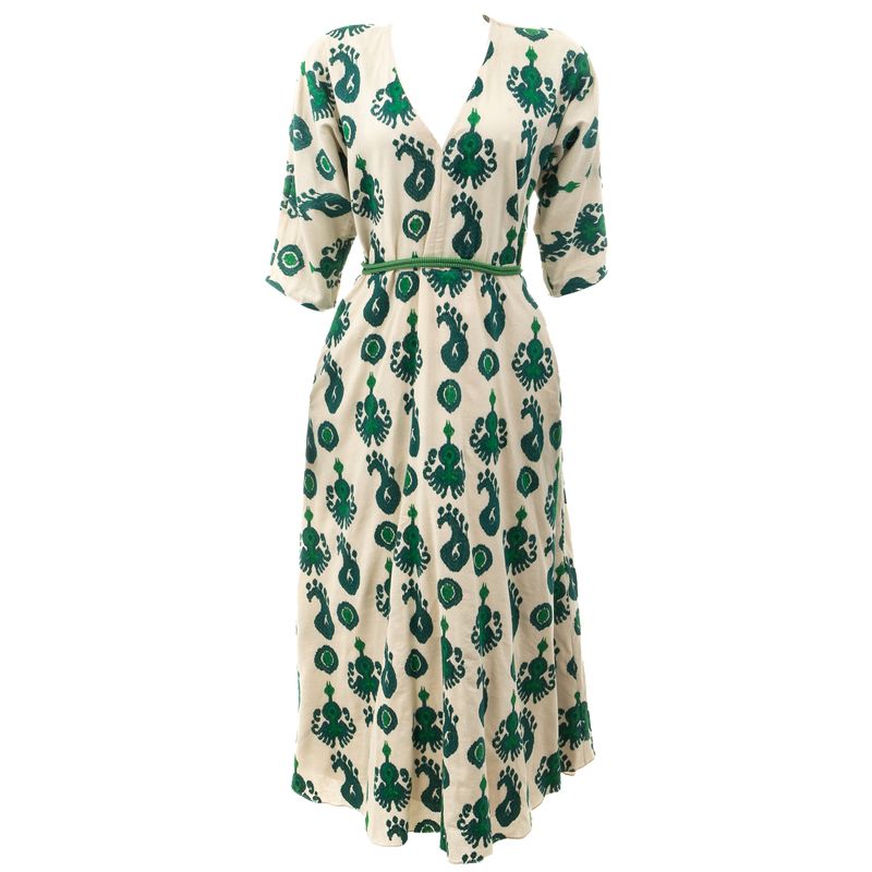 Vestido-Cris-Barros-Bordado-Bege-e-Verde