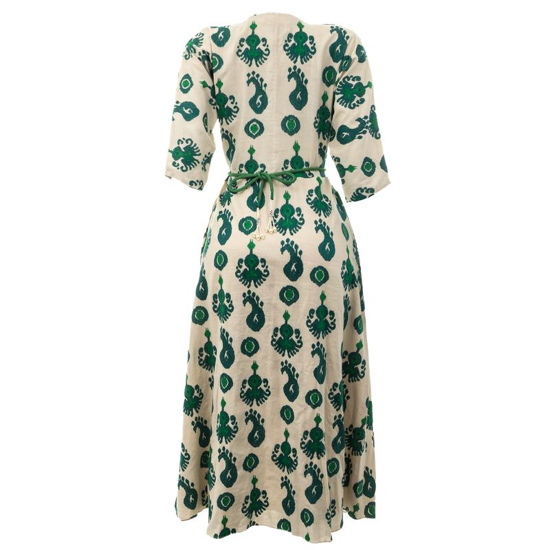 Vestido-Cris-Barros-Bordado-Bege-e-Verde