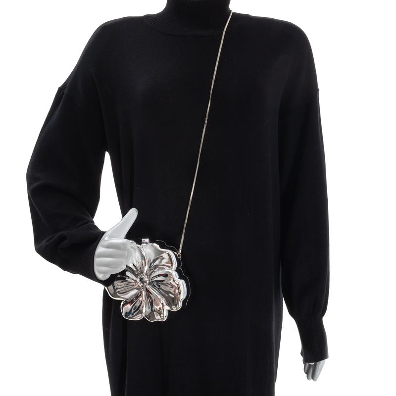 Bolsa-Flor-Clutch-Prateada