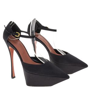 Sapato Amina Muaddi Angelica Cetim Preto