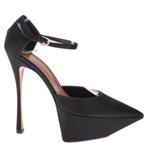 Sapato Amina Muaddi Angelica Cetim Preto
