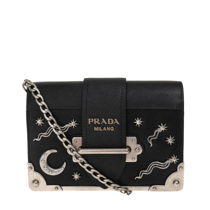 Bolsa-Prada-Cahier-Moon-Preta-e-Prateada