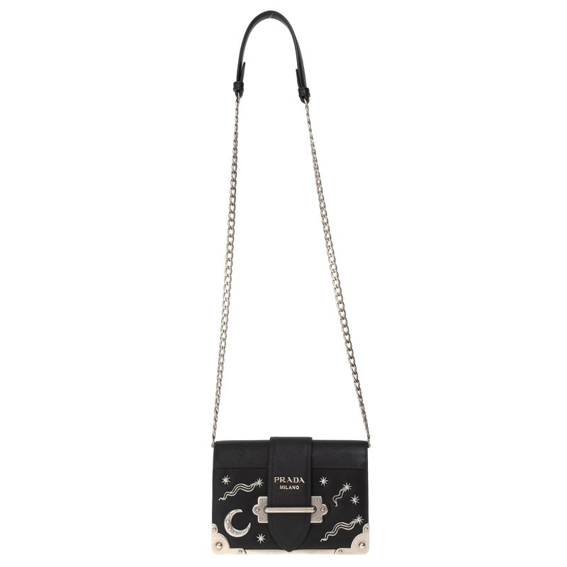 Bolsa-Prada-Cahier-Moon-Preta-e-Prateada