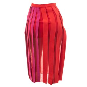 Saia Cris Barros Plissada Vermelho e Rosa