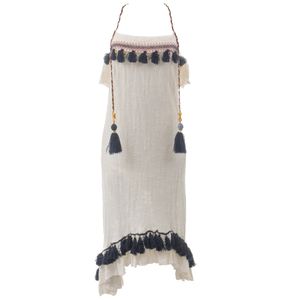 Vestido Carol Bassi Aviamentos e Alça Trançada Branco