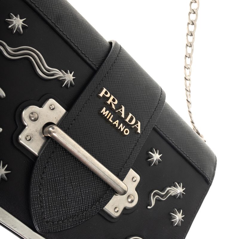 Bolsa-Prada-Cahier-Moon-Preta-e-Prateada