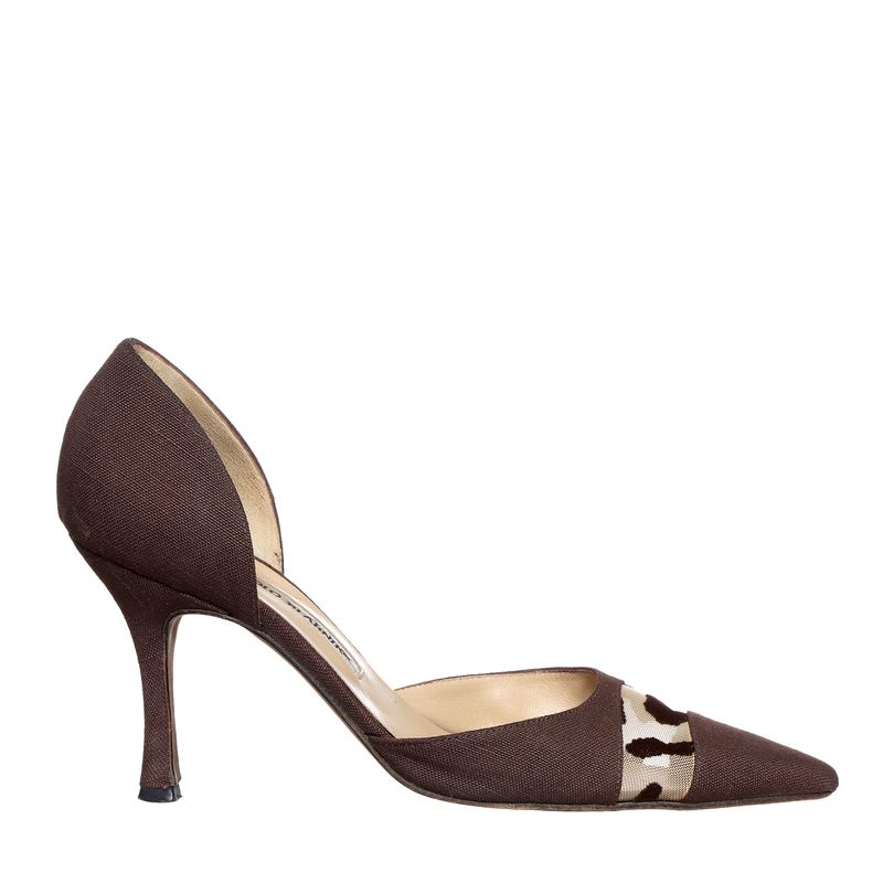 Scarpin-Manolo-Blahnik-Tela-Animal-Print-Marrom-