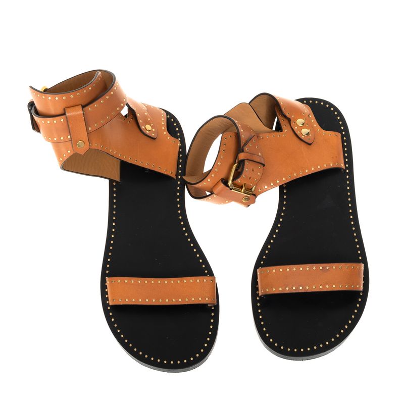 Sandalia-Isabel-Marant-Mini-Studs-Couro-Caramelo