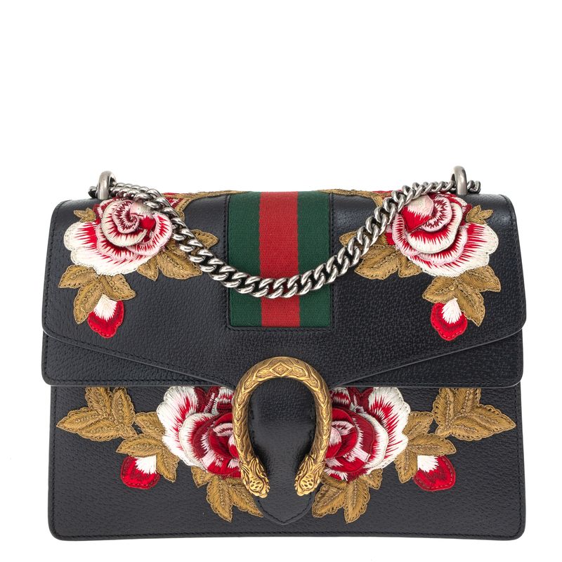 Bolsa-Gucci-Dionysus-Bordada-Floral-Preta