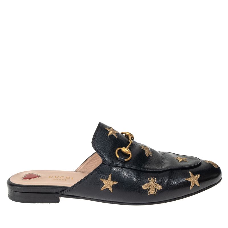 Sapato-Gucci-Princetown-Mule-Bordado-Preto