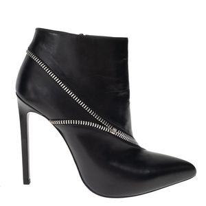 Bota Saint Laurent Zíper Couro Preta