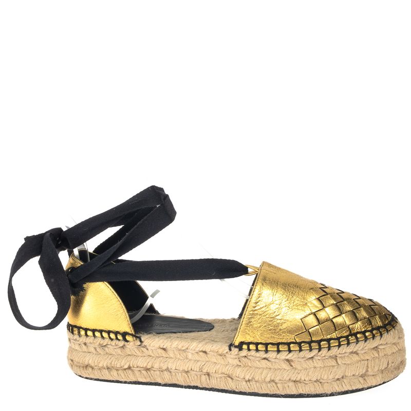 Espadrille-Bottega-Veneta-Intrecciato-Dourado