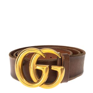 Cinto Gucci Double G Couro Marrom