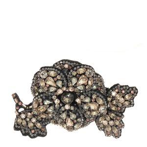 Bracelete Lanvin Flor em Couro Preto