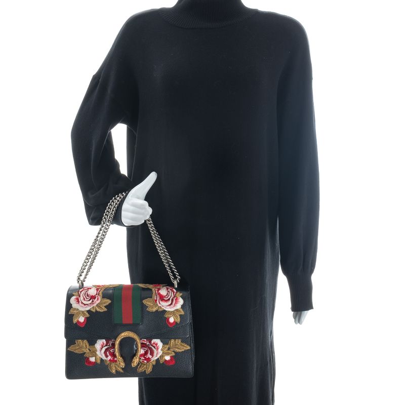 Bolsa-Gucci-Dionysus-Bordada-Floral-Preta