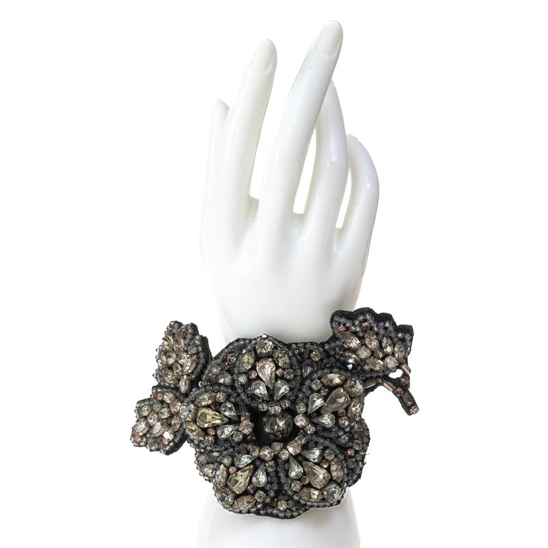 Bracelete-Lanvin-Flor-em-Couro-Preto