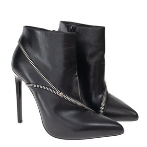 Bota Saint Laurent Zíper Couro Preta