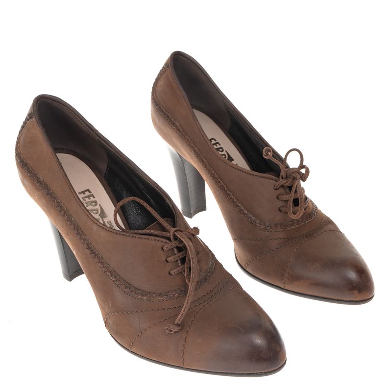 Sapato-de-Salto-Salvatore-Ferragamo-Oxford-Couro-Marrom