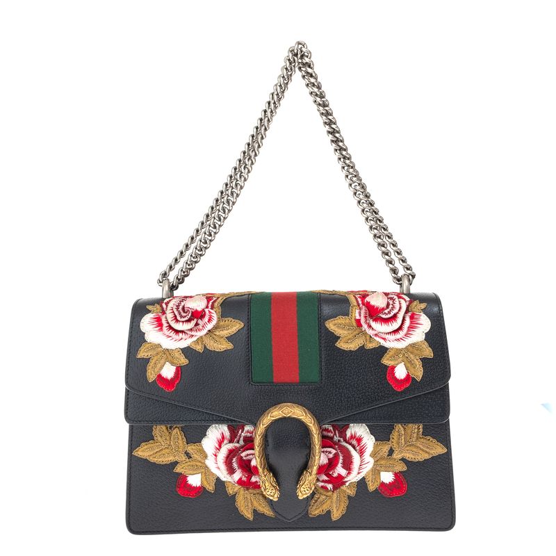 Bolsa-Gucci-Dionysus-Bordada-Floral-Preta
