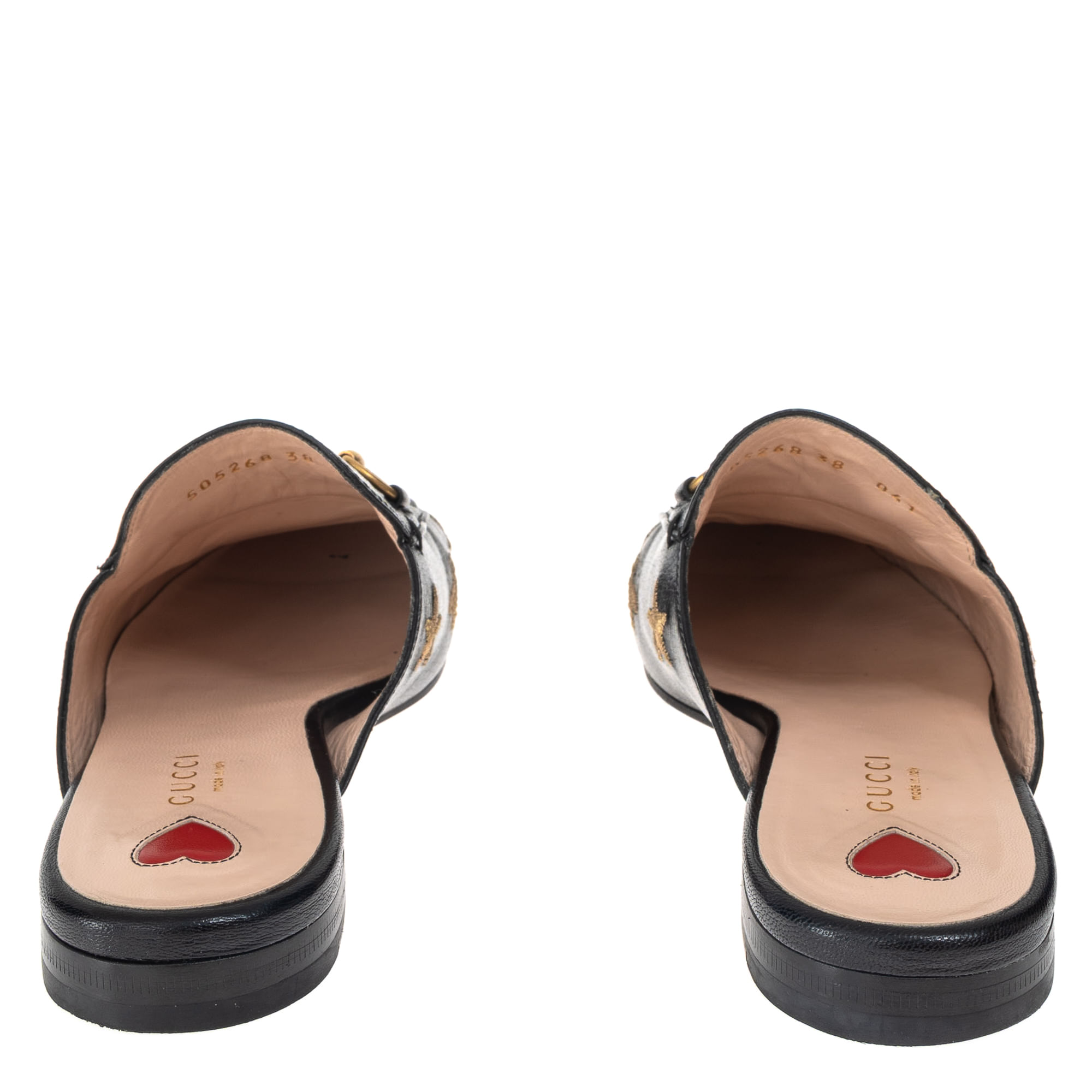 Sapato Gucci Princetown Mule Bordado Preto | Brechó de luxo