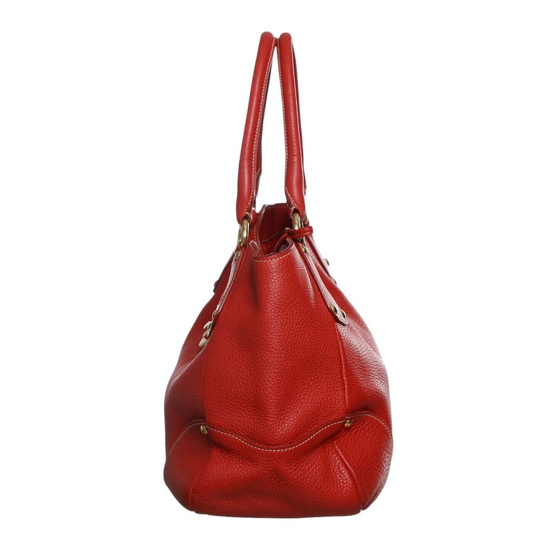 Bolsa-Prada-com-Fivela-Couro-Daino-Vermelho