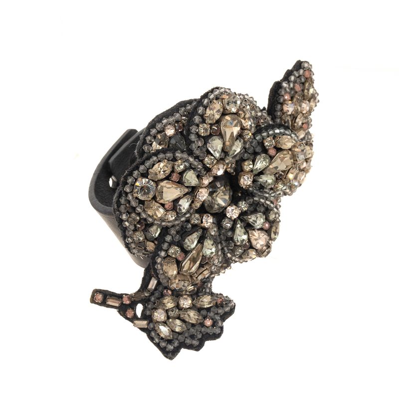 Bracelete-Lanvin-Flor-em-Couro-Preto