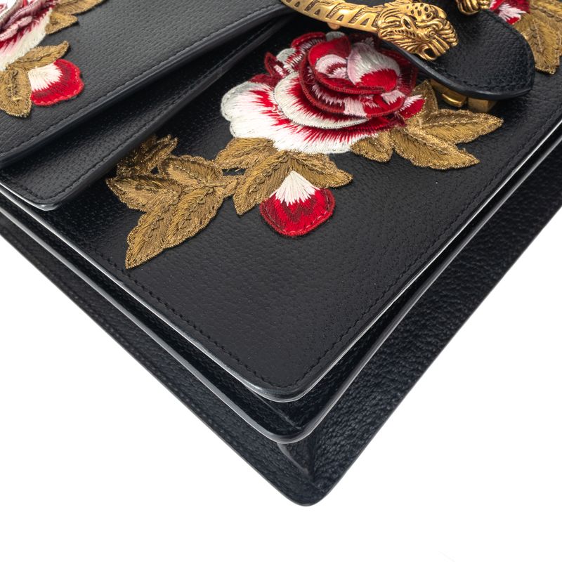 Bolsa-Gucci-Dionysus-Bordada-Floral-Preta